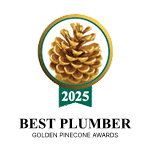 2025 best plumber golden pinecone award logo